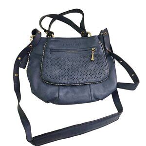 Plinio Visona Vintage Unique Italian Leather Blue Double Convertible Bag